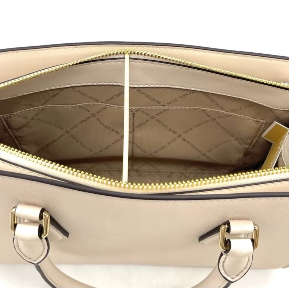 Michael Kors Sheila Medium Satchel Crossbody Bag Light Cream